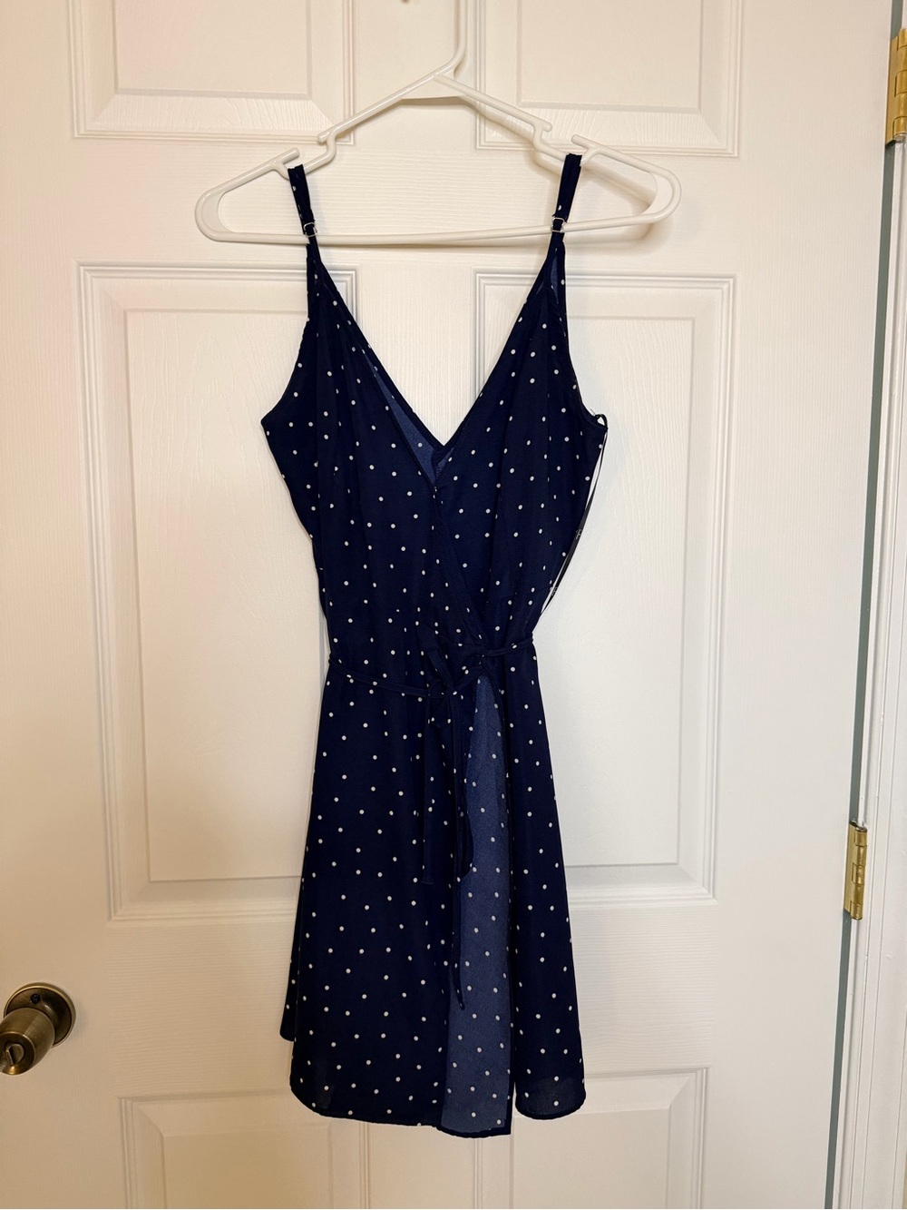 Lulu's Navy Polka Dot Mini Dress with Adjustable Straps